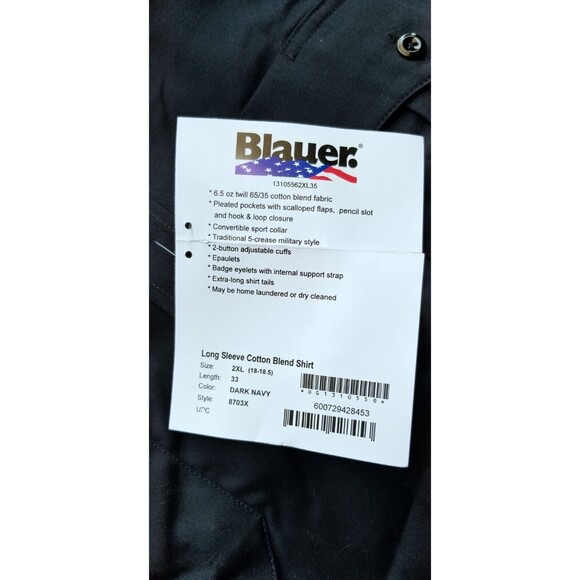 New Blauer Street Gear Men's Long Sleeve Uniform Shirt 8703X Dark Navy 2XL - Picture 4 of 6